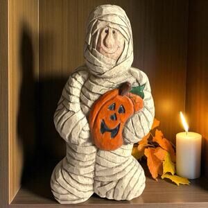 Eddie Walker MidWest of Cannon Falls Halloween Mummy Jack O Lantern Figurine 7”